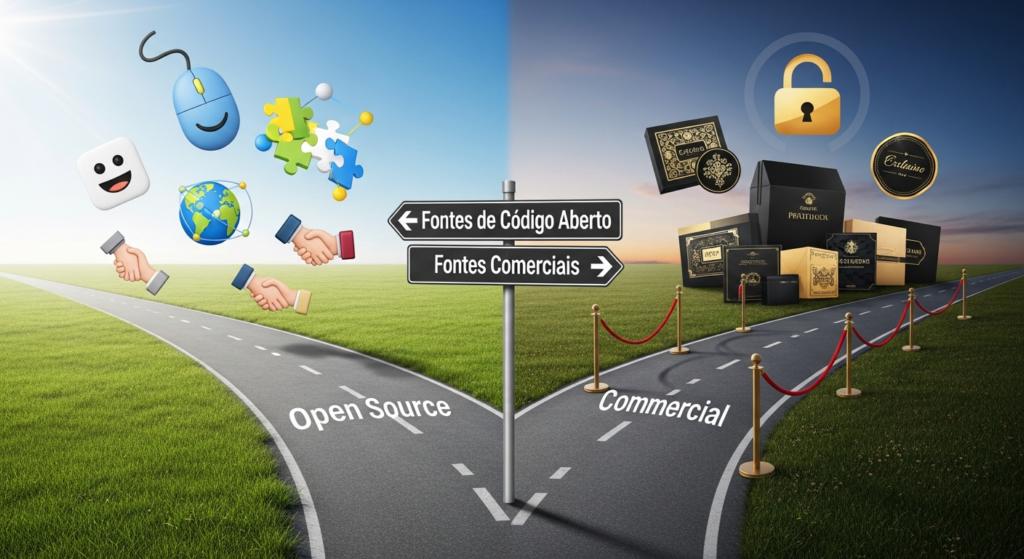 Fontes Open Source vs. Fontes Comerciais